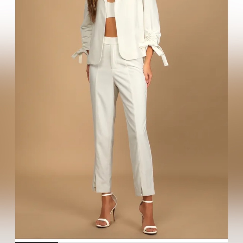 Lulu’s Elegant White Women's Trouser Pants